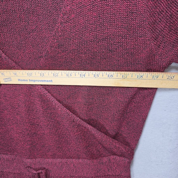 Cupshe Choir Shirt Mini Sweater Dress Sz S Bell Sleeves Faux Wrap Burgundy NWT - Picture 14 of 16